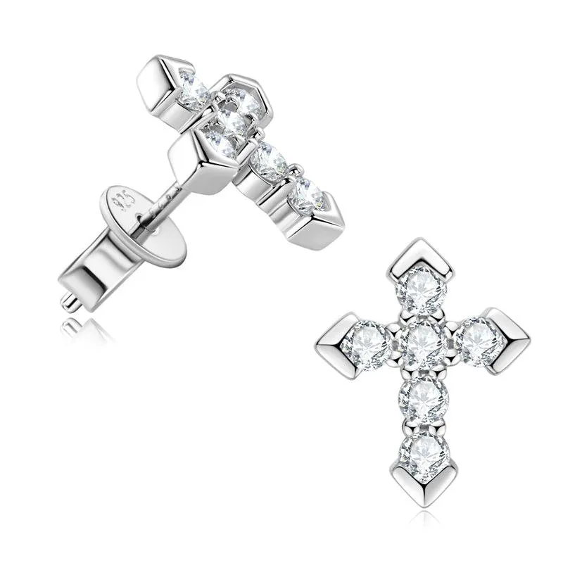Shining Cross Premium Moissanite Stud Earrings sold by Jescojes product image thumbnail 4