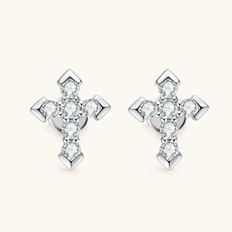 Shining Cross Premium Moissanite Stud Earrings sold by Jescojes product image thumbnail 5