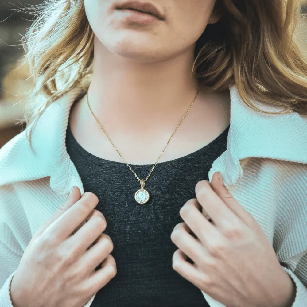 Dazzling Moissanite Bezel Pendant Necklace sold by Jescojes product image thumbnail 2