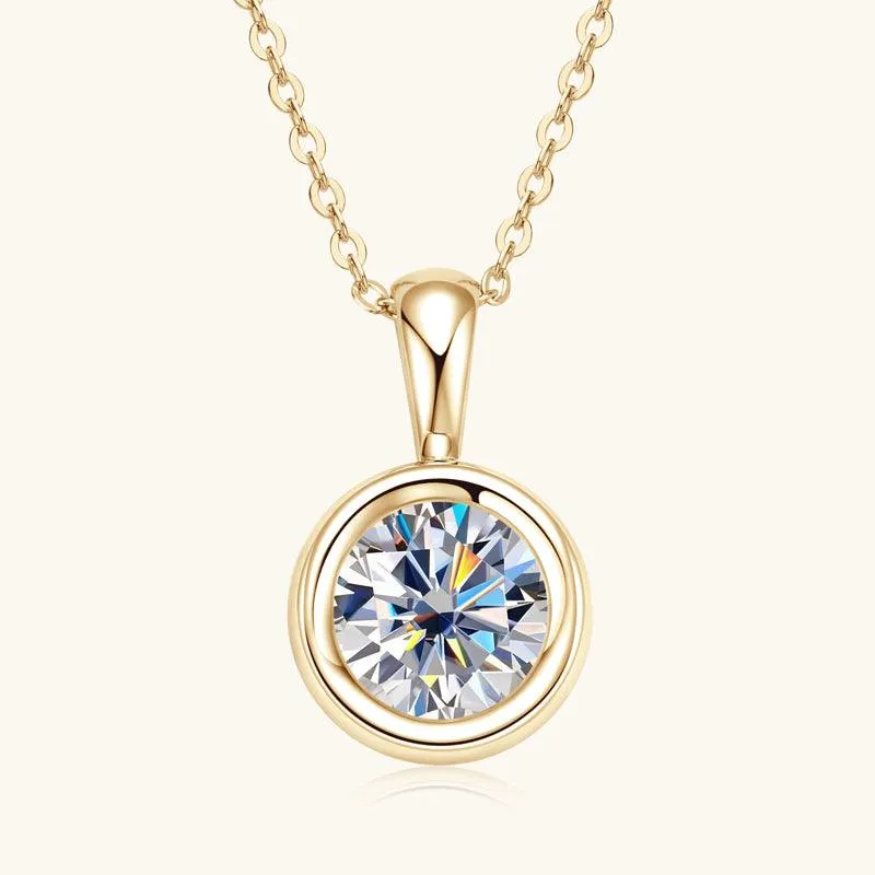 Dazzling Moissanite Bezel Pendant Necklace sold by Jescojes