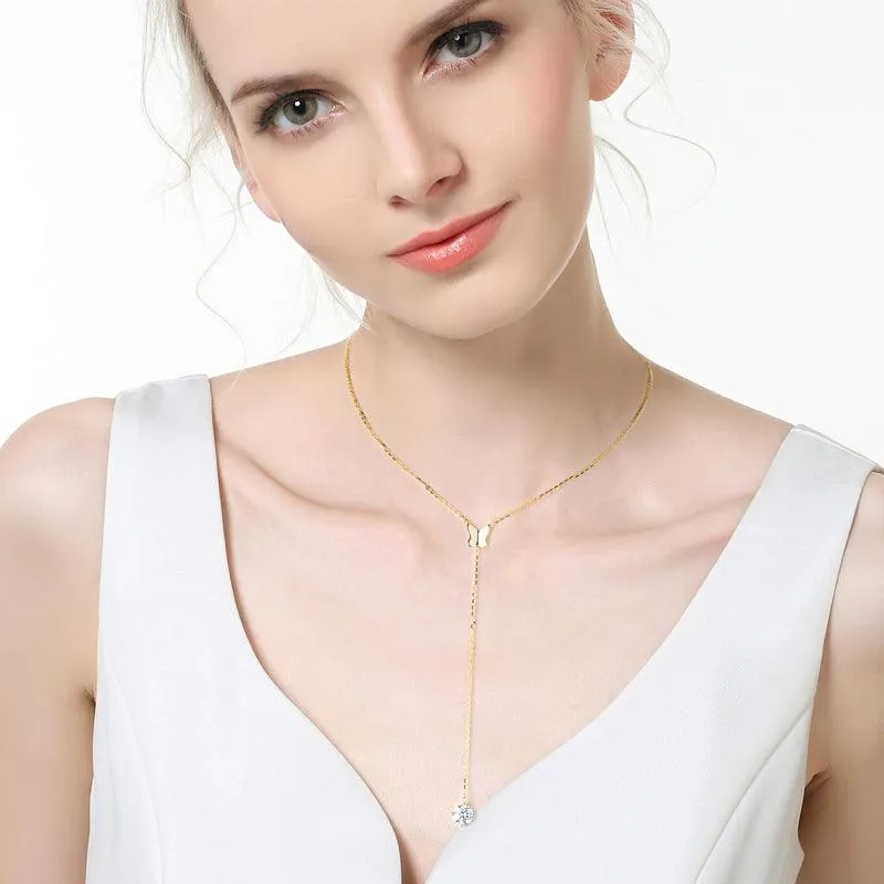 Elegant Bow Premium Moissanite Lariat Necklace sold by Jescojes product image thumbnail 2