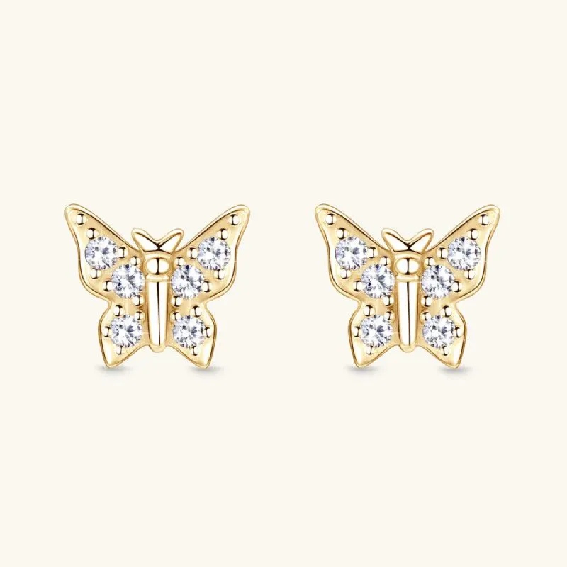 Shining Butterfly Premium Moissanite Stud Earrings sold by Jescojes