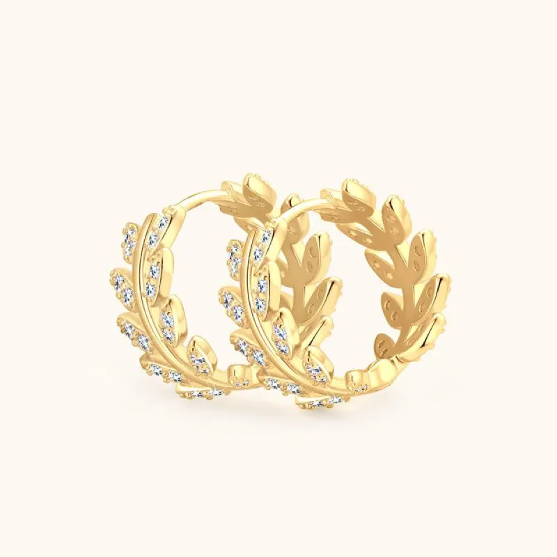 Vitality Leaf Premium Moissanite Hoop Earrings sold by Jescojes