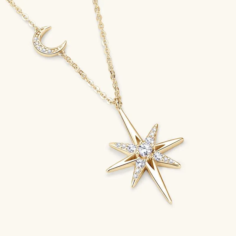 Star & Moon Premium Moissanite Pendant Necklace sold by Jescojes product image thumbnail 3