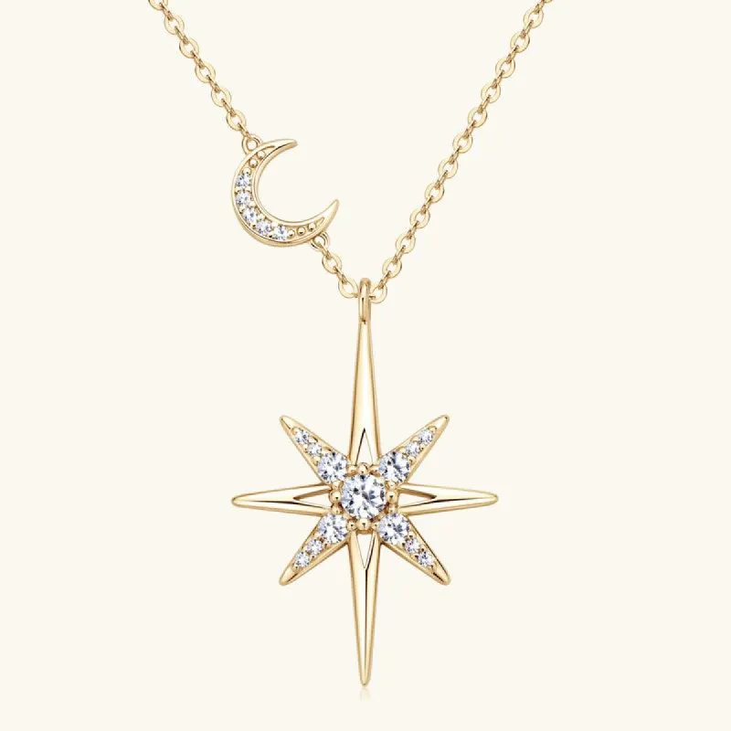 Star & Moon Premium Moissanite Pendant Necklace sold by Jescojes