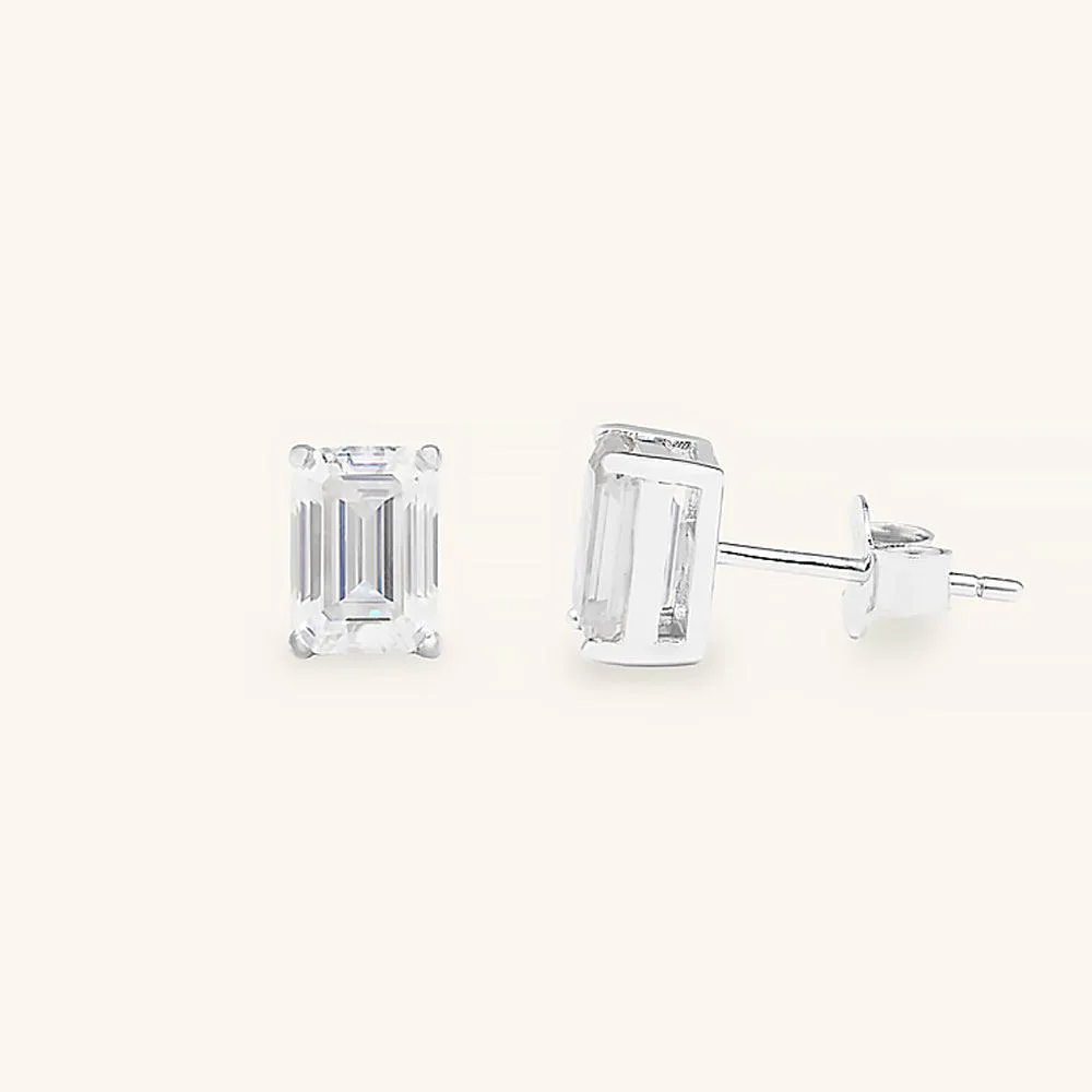 Classic Emerald Premium Moissanite Stud Earrings sold by Jescojes product image thumbnail 2