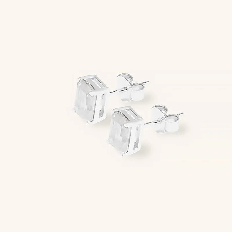 Classic Emerald Premium Moissanite Stud Earrings sold by Jescojes