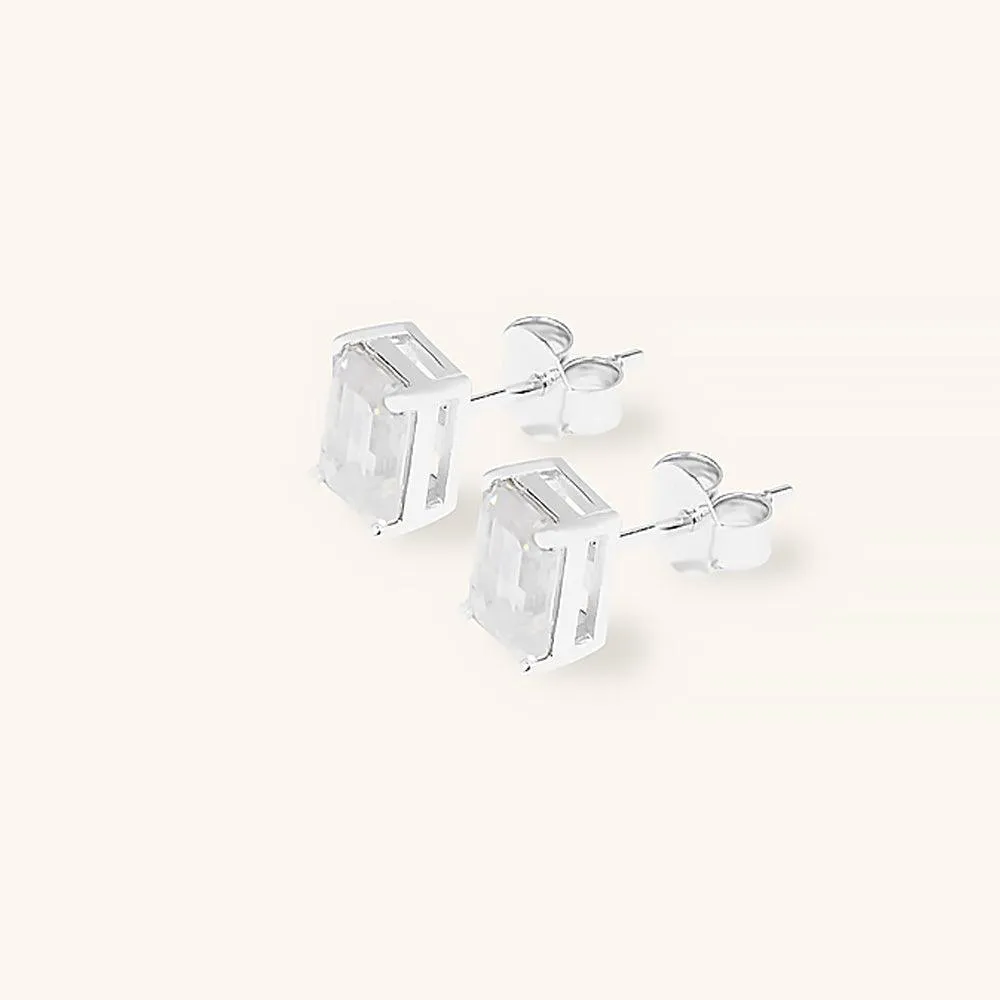 Classic Emerald Premium Moissanite Stud Earrings sold by Jescojes