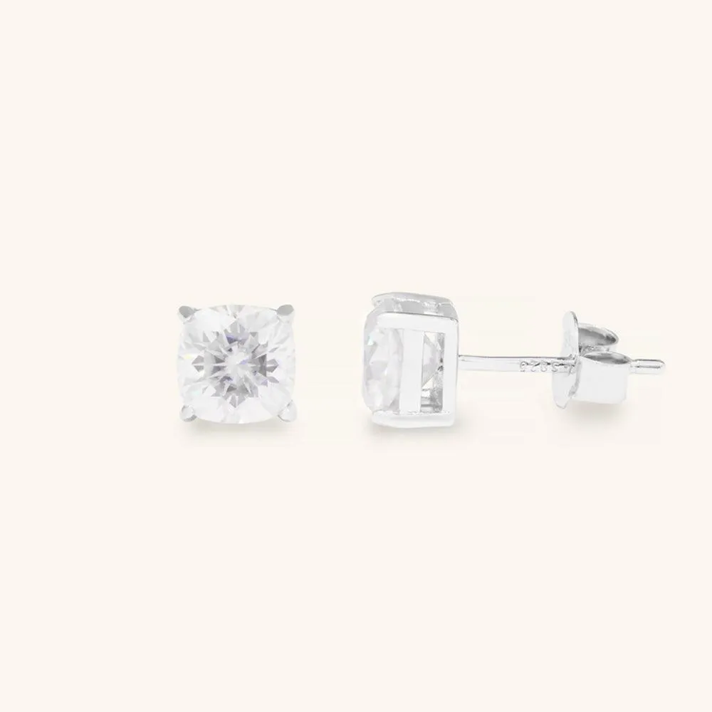 Classic Cushion Premium Moissanite Stud Earrings sold by Jescojes product image thumbnail 2