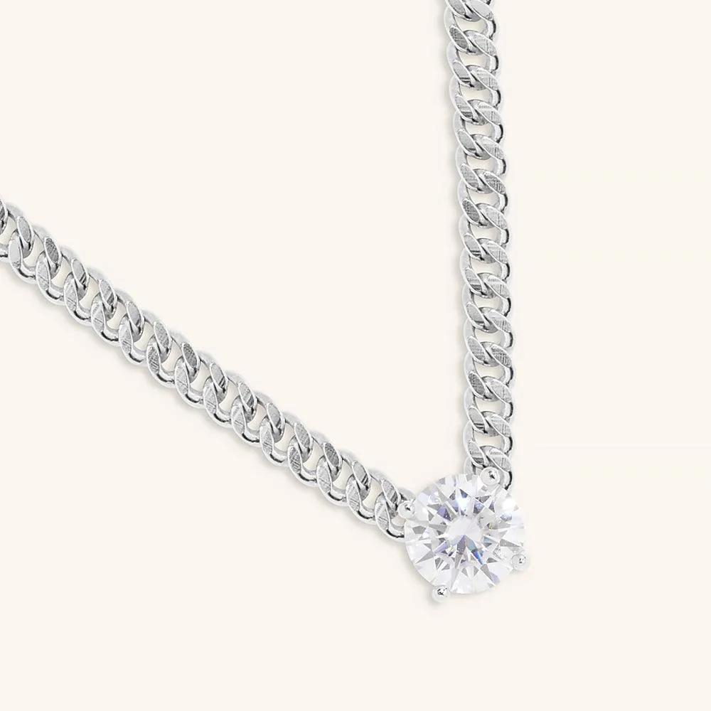 Four Prong Cuban Chain Moissanite Pendant Necklace sold by Jescojes product image thumbnail 2