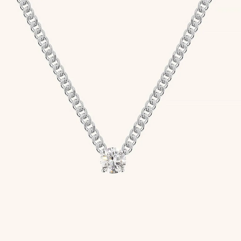 Four Prong Cuban Chain Moissanite Pendant Necklace sold by Jescojes