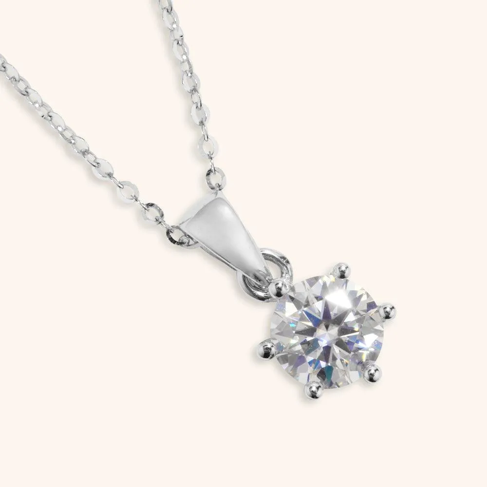 Classic Six Prong Moissanite Pendant Necklace sold by Jescojes product image thumbnail 2