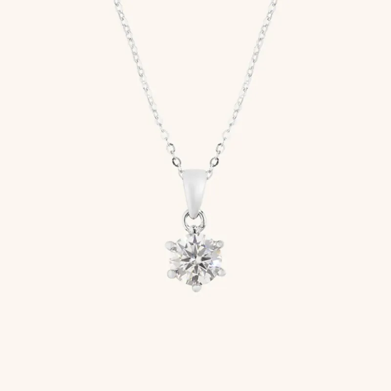 Classic Six Prong Moissanite Pendant Necklace sold by Jescojes