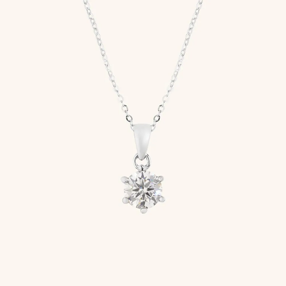 Classic Six Prong Moissanite Pendant Necklace sold by Jescojes