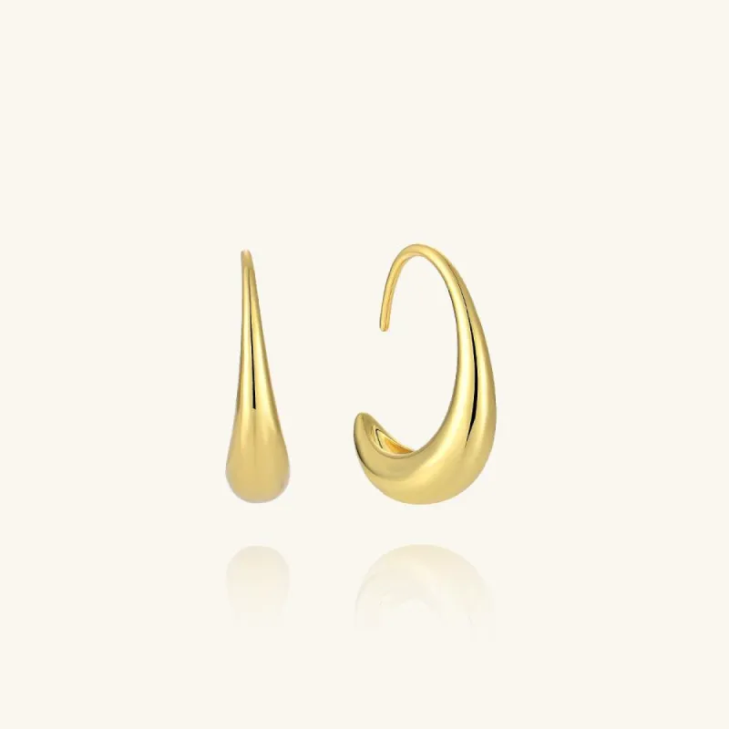 Golden Waterdrop Hoop Earrings sold by Jescojes