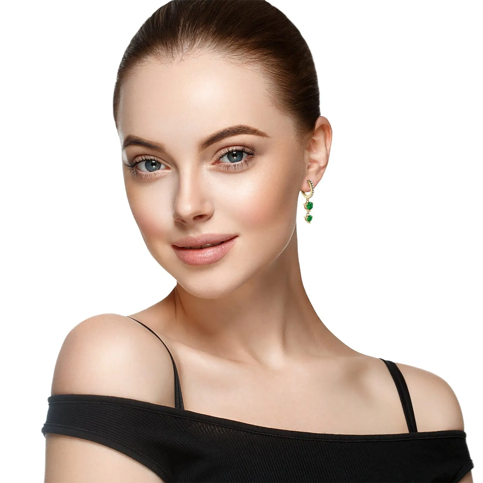 Pavé Emerald Drop Earrings sold by Jescojes product image thumbnail 2