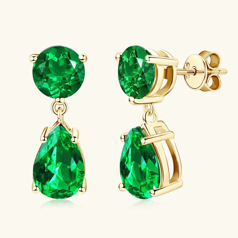 Vibrant Water Drop Emerald Drop Earrings sold by Jescojes