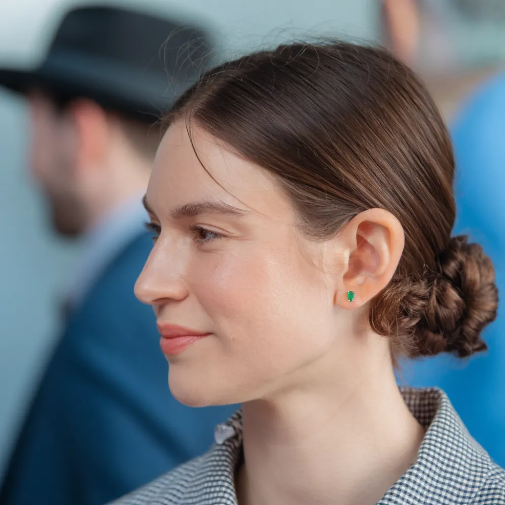 Vibrant Water Drop Emerald Stud Earrings sold by Jescojes product image thumbnail 3