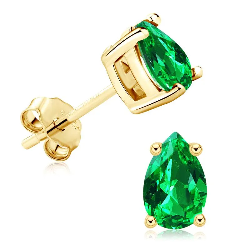 Vibrant Water Drop Emerald Stud Earrings sold by Jescojes product image thumbnail 4
