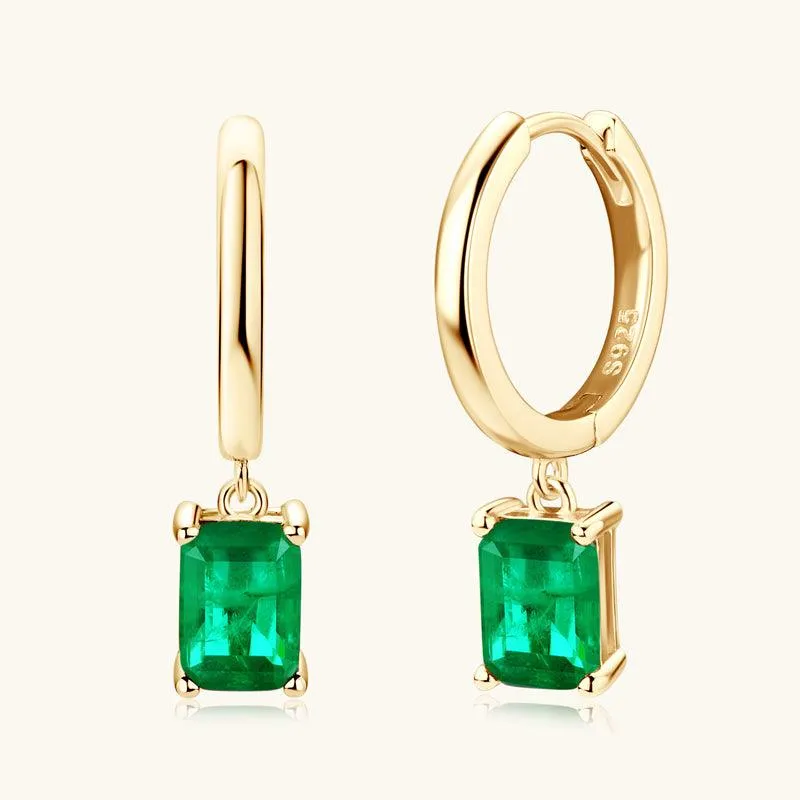 Classic Square Emerald Drop Earrings sold by Jescojes