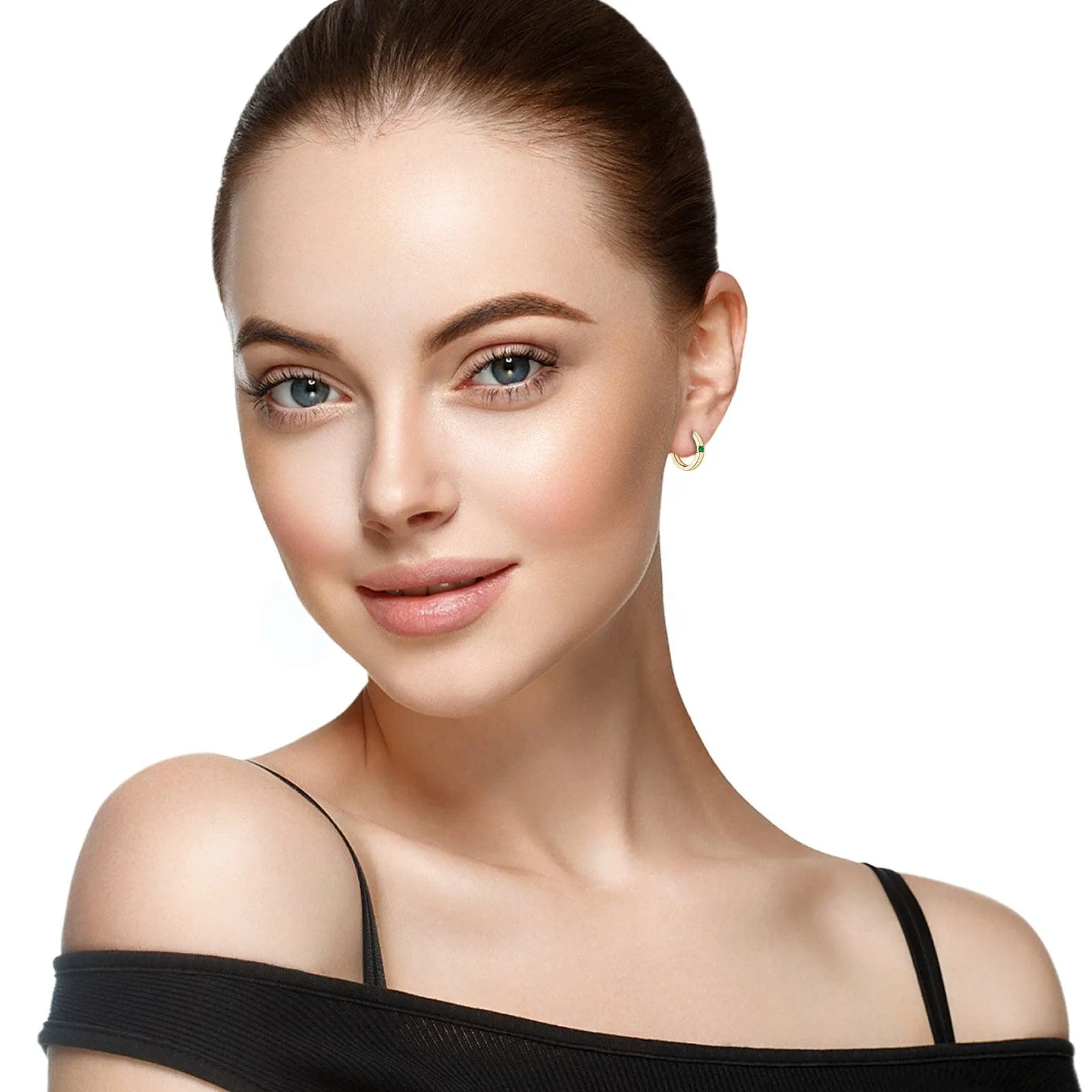 Chic Emerald Hoop Earrings sold by Jescojes product image thumbnail 2