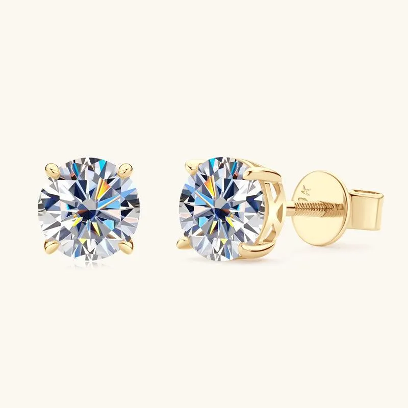 Gold Four Prong Moissanite Stud Earrings sold by Jescojes product image thumbnail 4