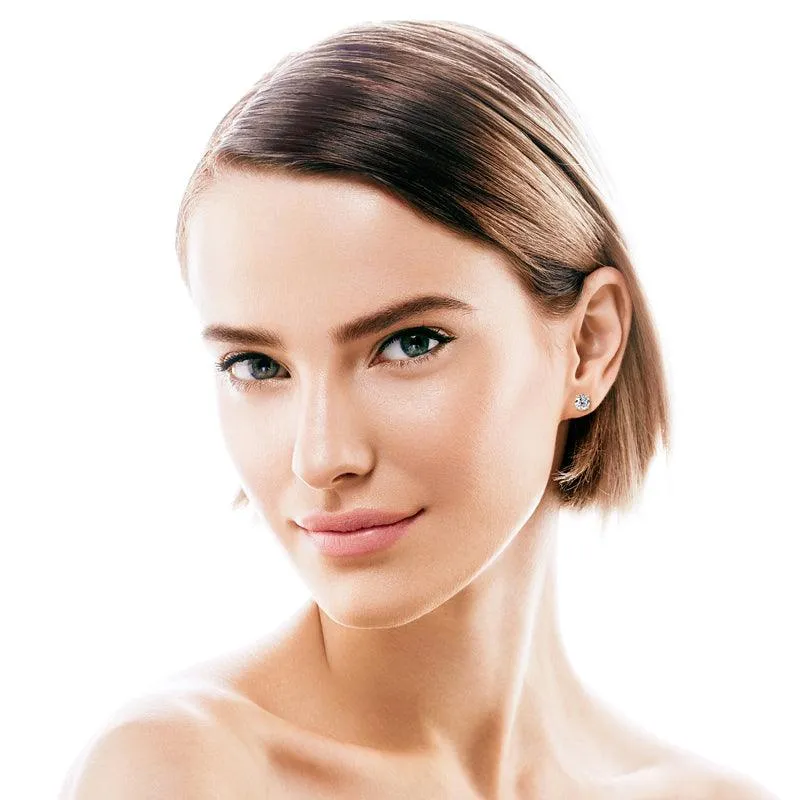 Gold Four Prong Moissanite Stud Earrings sold by Jescojes product image thumbnail 2