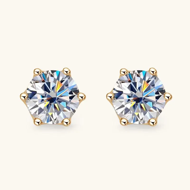 Gold Six Prong Moissanite Stud Earrings sold by Jescojes product image thumbnail 3