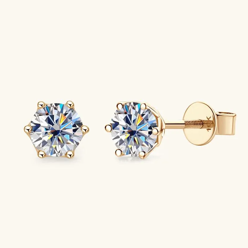 Gold Six Prong Moissanite Stud Earrings sold by Jescojes product image thumbnail 4