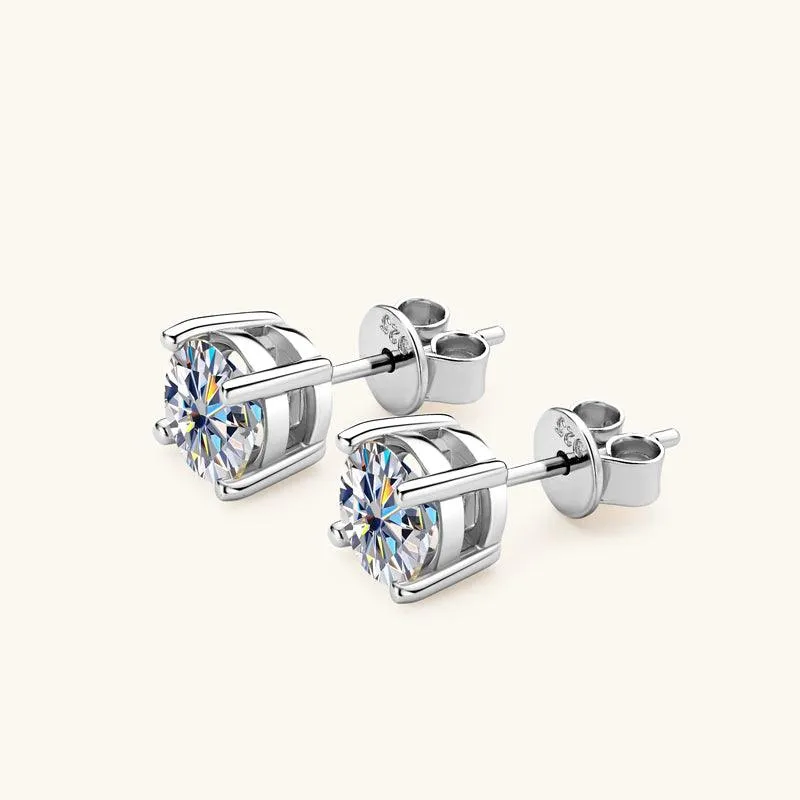 Classic Four Prong Moissanite Stud Earrings sold by Jescojes product image thumbnail 4