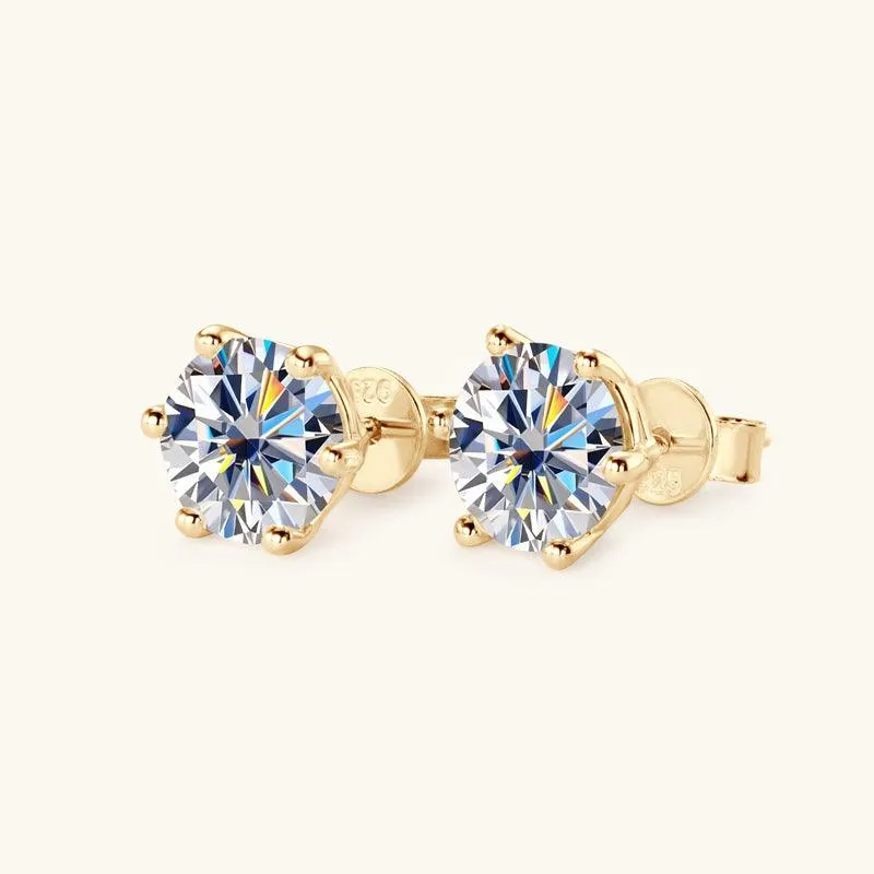 Classic Six Prong Moissanite Stud Earrings sold by Jescojes