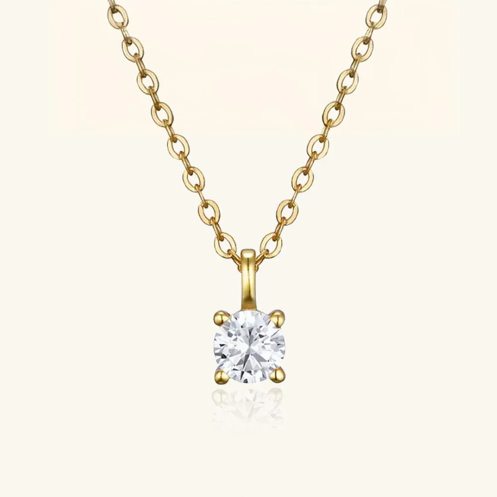 Golden Moissanite Four Prong Necklace 0.5CT sold by Jescojes