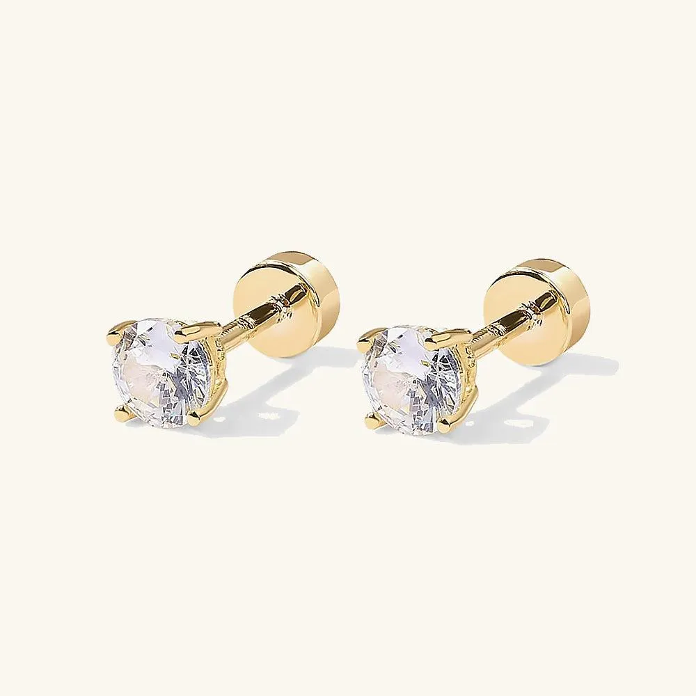 Golden Moissanite Four Prong Stud Earrings 0.3CT sold by Jescojes
