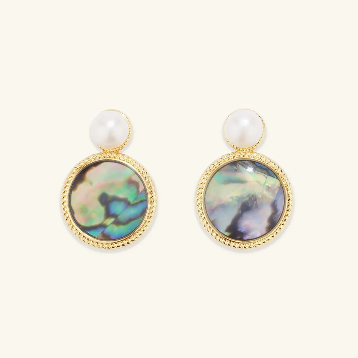 Freshwater Pearl & Abalone Shell Drop Earrings sold by Jescojes