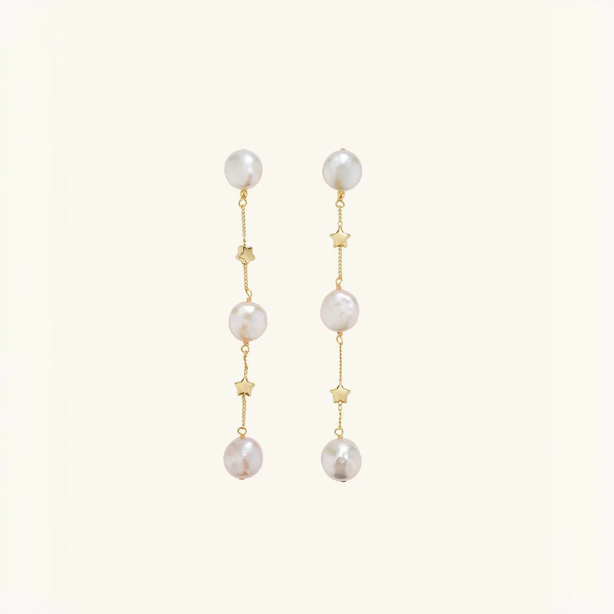 Elegant Star Freshwater Pearl Dangle Earrings sold by Jescojes