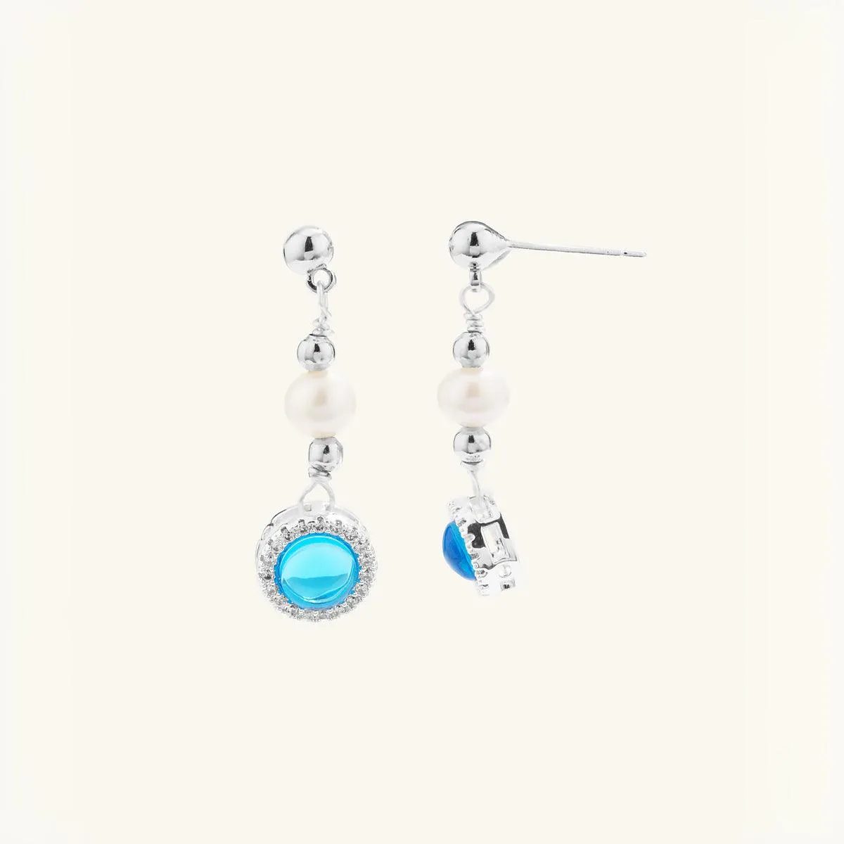 Aquamarine Pearl Drop Earrings sold by Jescojes product image thumbnail 2