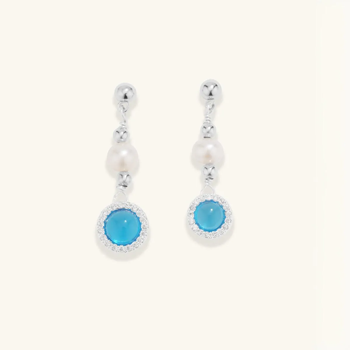 Aquamarine Pearl Drop Earrings sold by Jescojes product image thumbnail 3