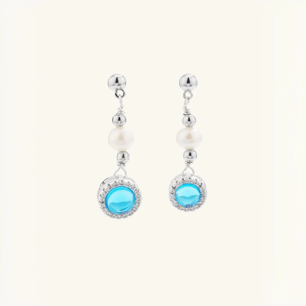 Aquamarine Pearl Drop Earrings sold by Jescojes