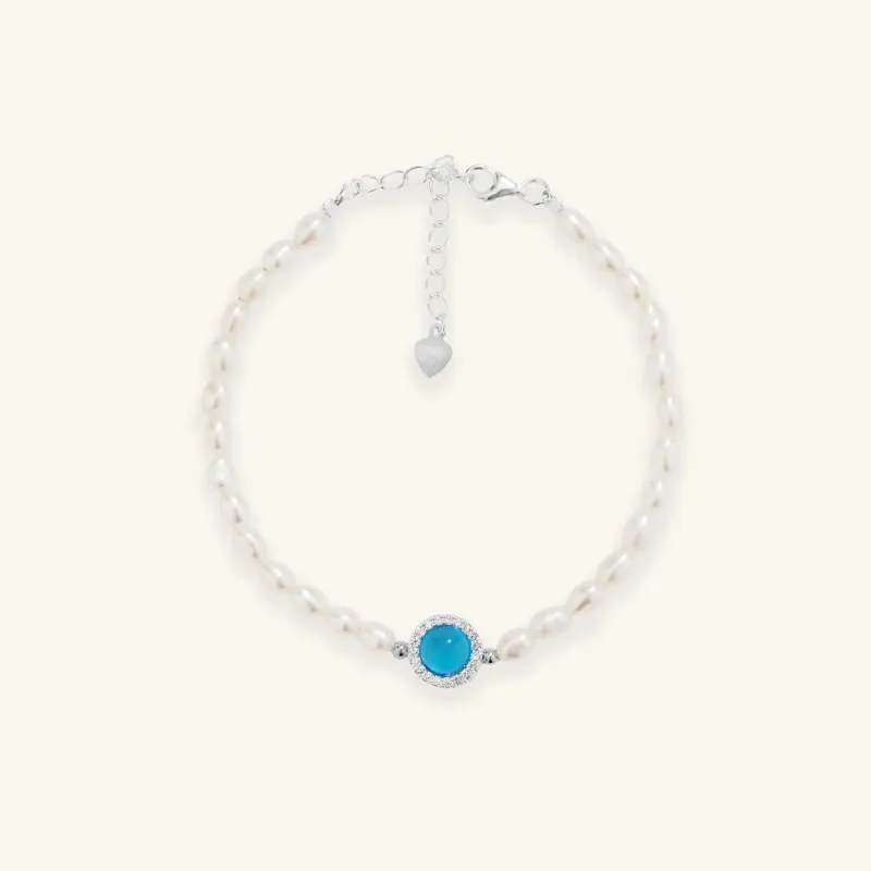 Aquamarine Mini Pearl Bracelet sold by Jescojes
