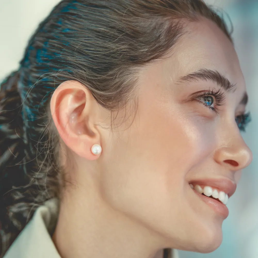 Charismatic AAAA Freshwater Pearl Stud Earrings 7-7.5mm sold by Jescojes product image thumbnail 2