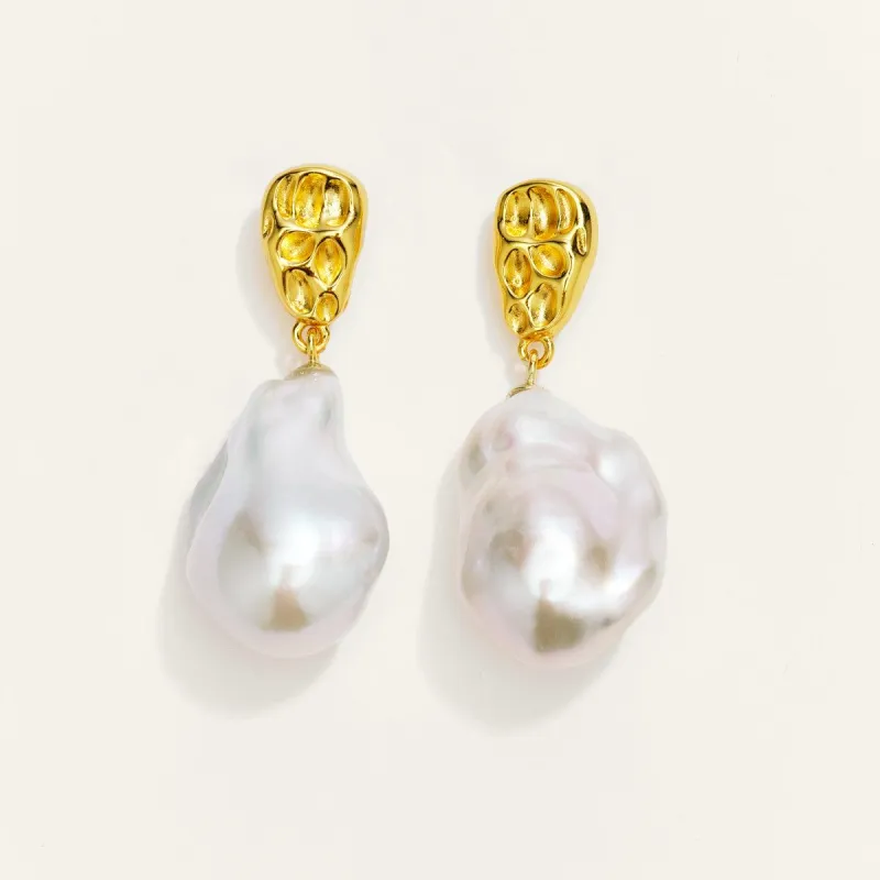 Shining Baroque Pearl Drop Earrings sold by Jescojes