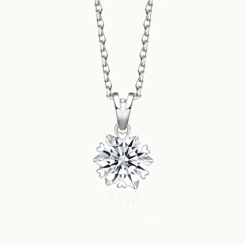 Solitaire Flower Moissanite Pendant Necklace sold by Jescojes