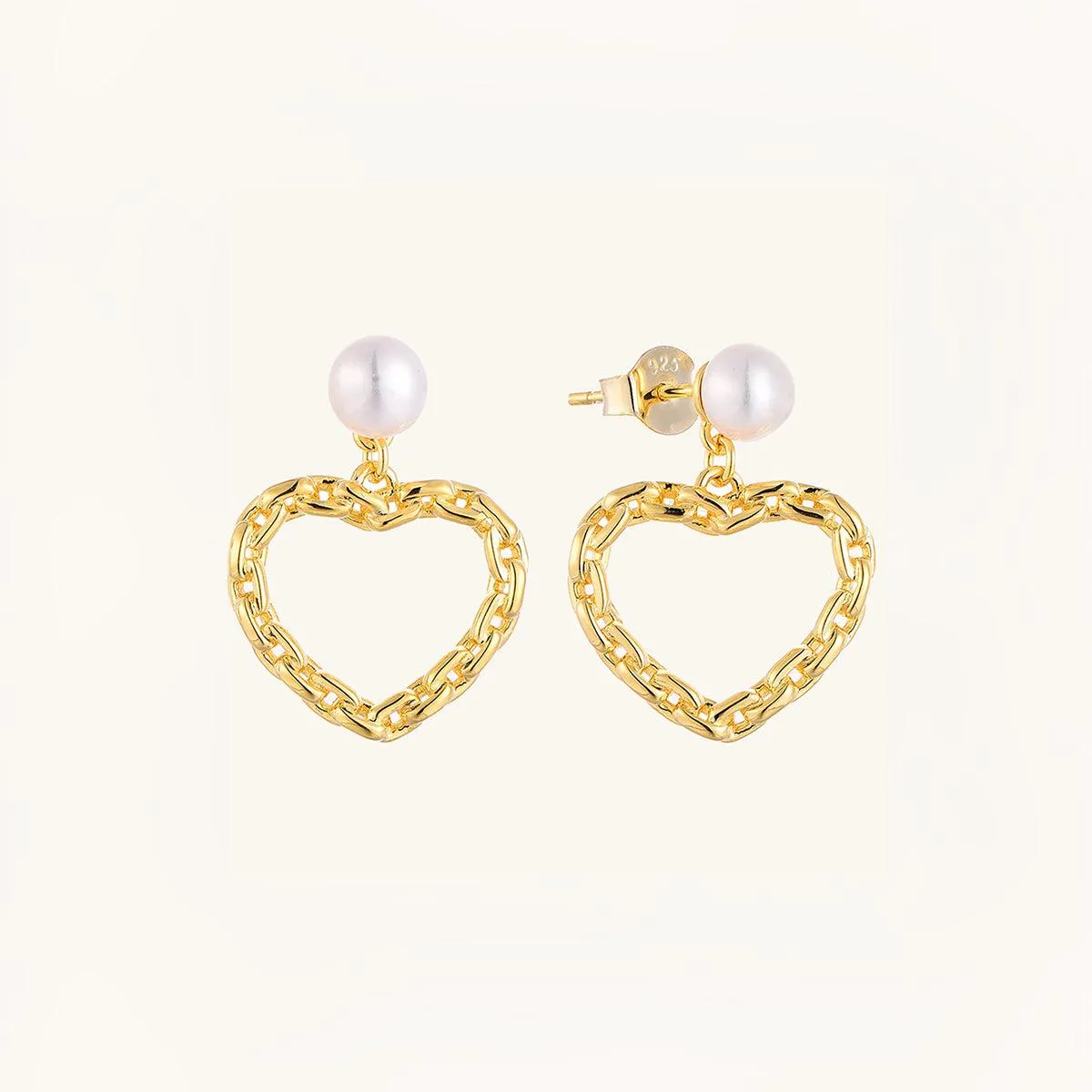 Romantic Heart Pearl Drop Earrings sold by Jescojes