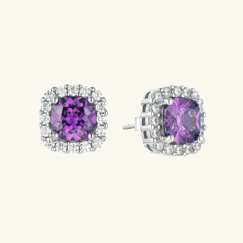 Sparkling Purple Square Stud Earrings sold by Jescojes