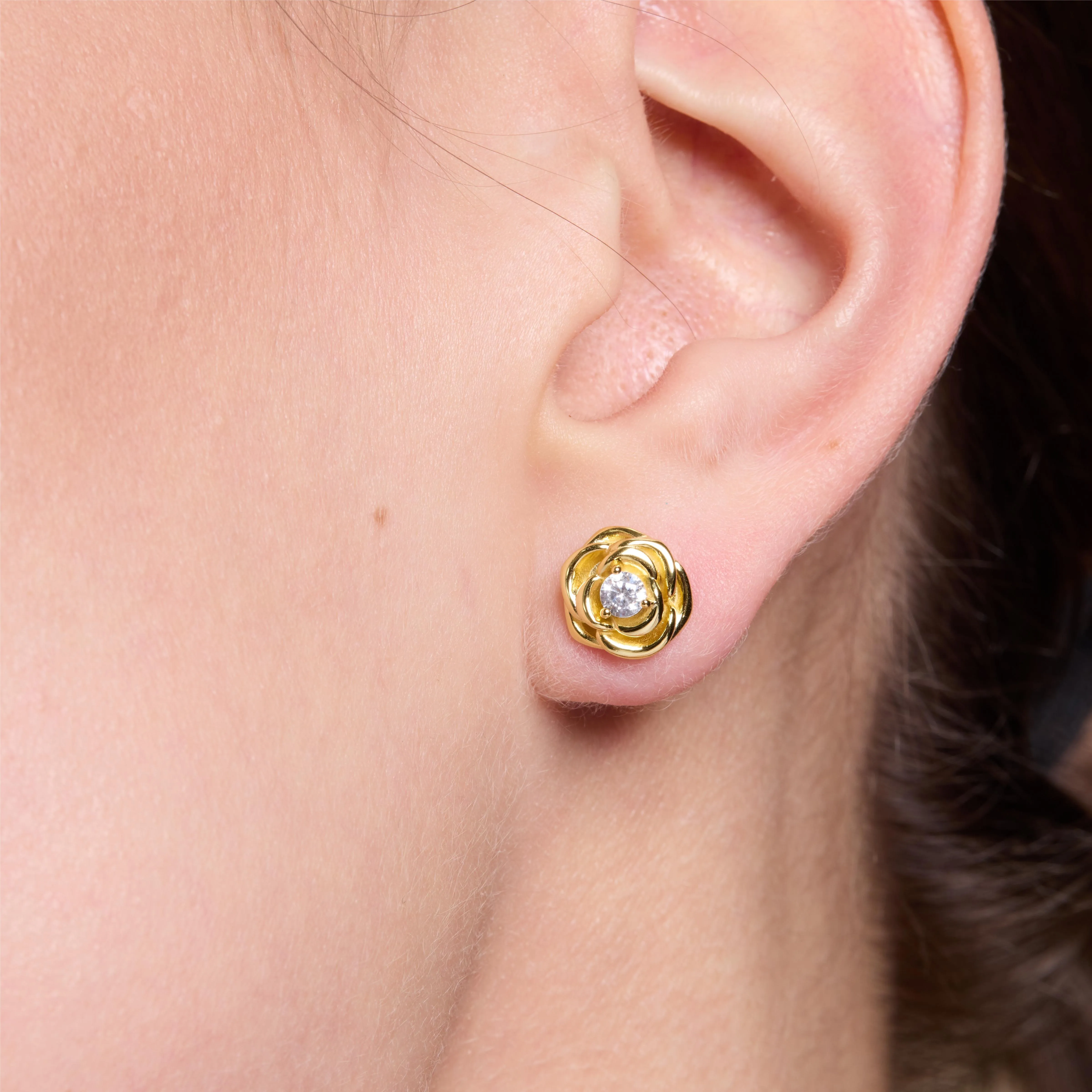 Golden Rose Stud Earrings sold by Jescojes product image thumbnail 2
