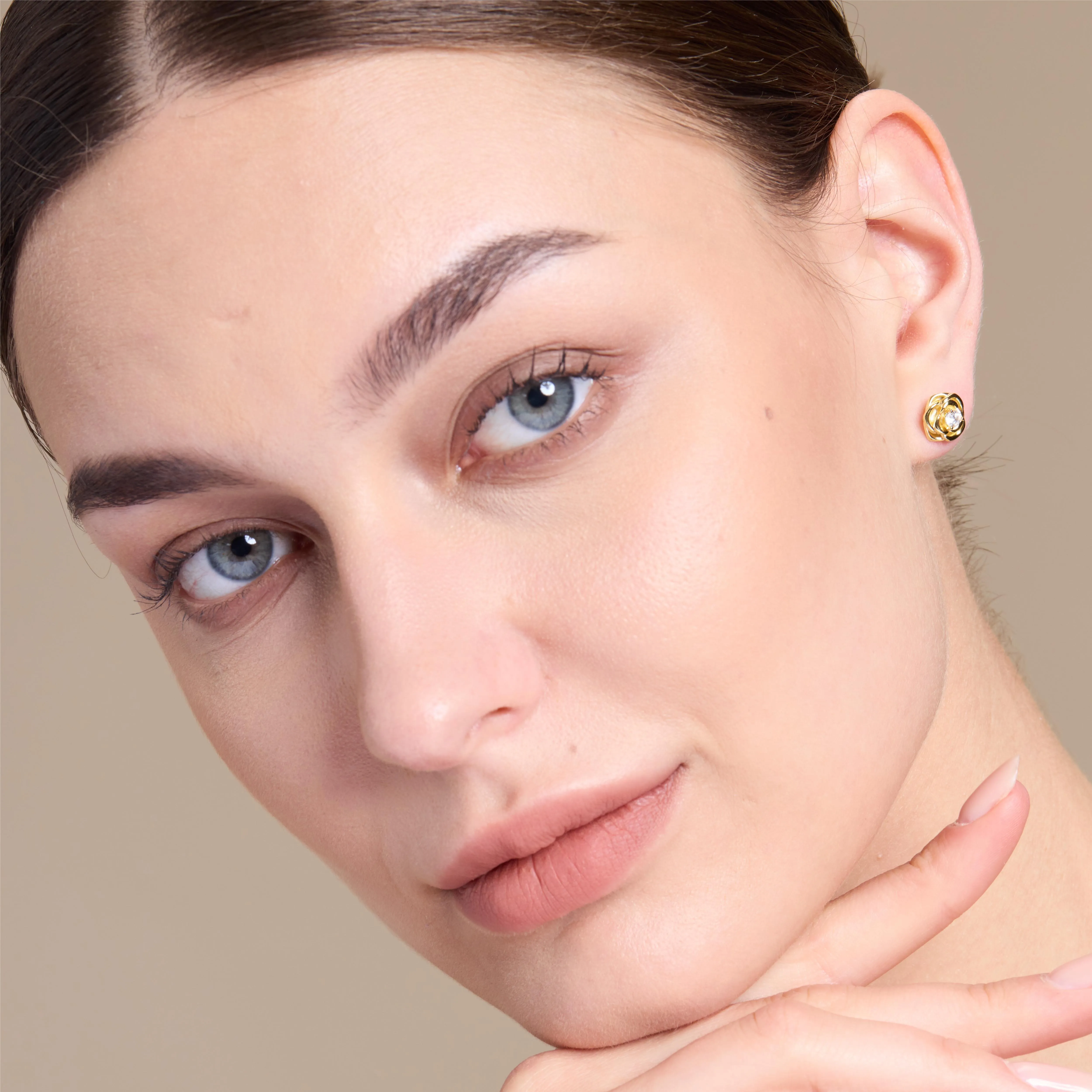 Golden Rose Stud Earrings sold by Jescojes product image thumbnail 3