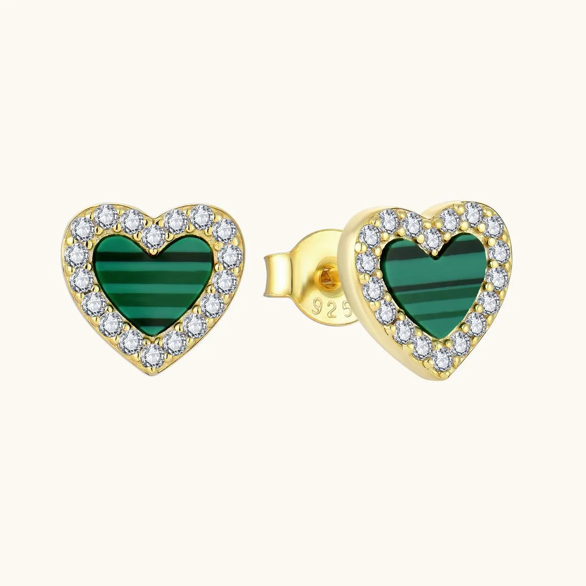 Romantic Green Heart Stud Earrings sold by Jescojes