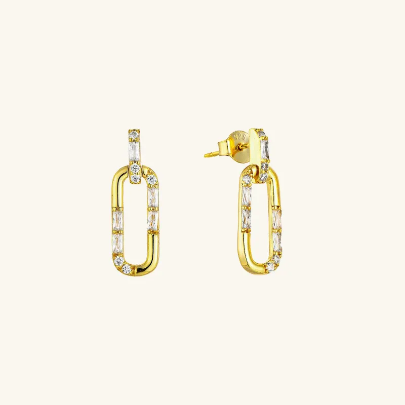 Golden Pin Drop Earrings sold by Jescojes