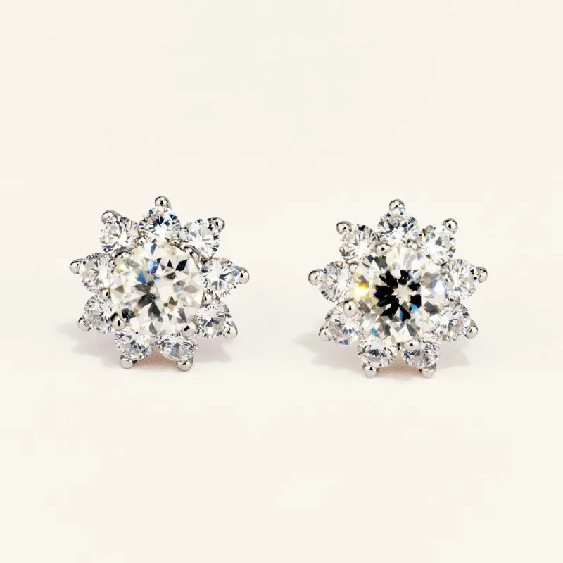 Bright Sunflower Moissanite Stud Earrings sold by Jescojes