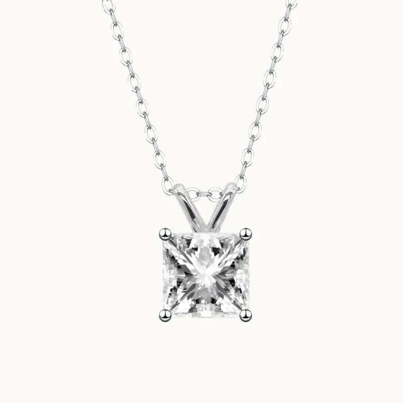 Solitaire Princess Moissanite Pendant Necklace sold by Jescojes